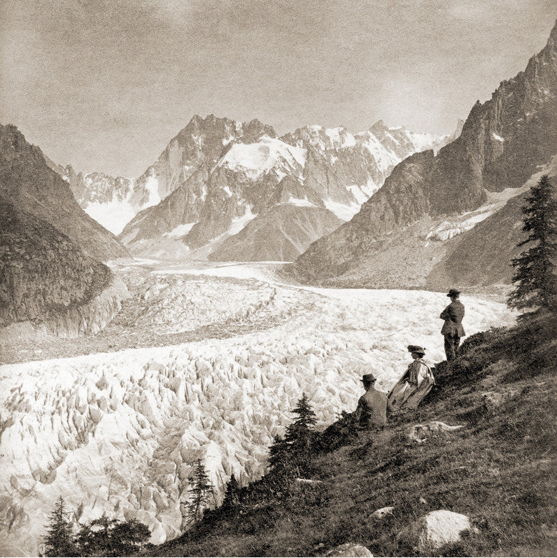 Carte de voeux de Chamonix - La Mer de Glace depuis Montanvert en 1863, France